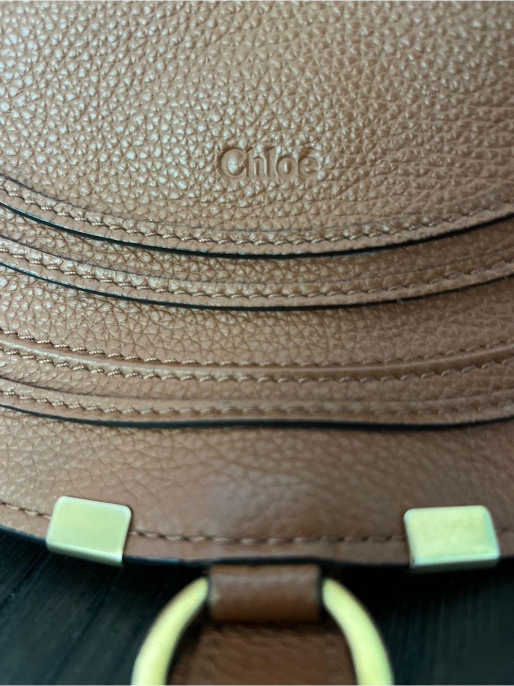 Chloe Saddle Crossbody in Cognac Brown with Gold Hardware - Picture 7 of 8